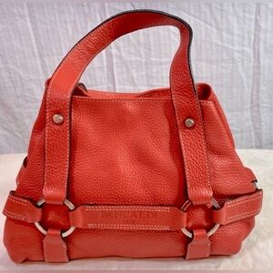 Pancaldi Orange Pebbled Italian Leather Bag Purse with Chrome Hardware Vintage